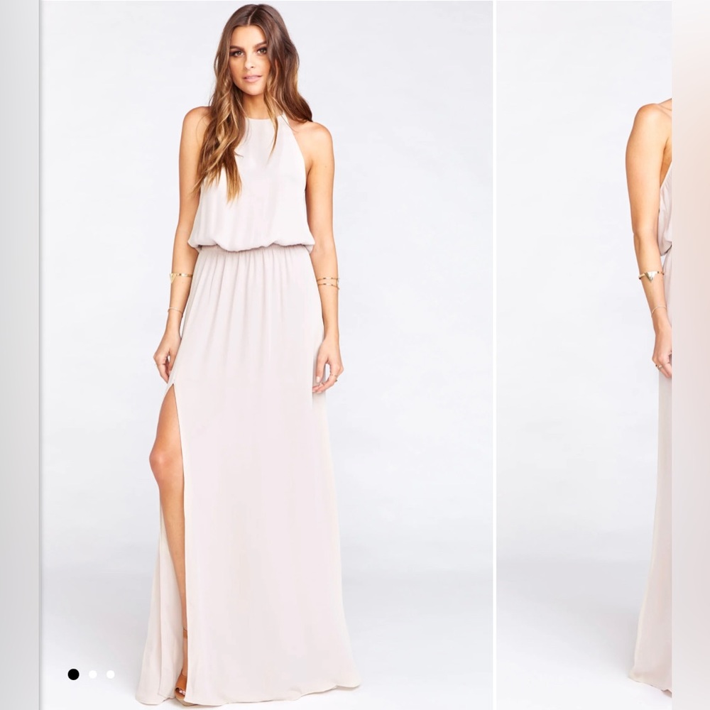 Show Me Your Mumu Heather Halter Dress. Size “L” Color “Show Me The Ring Crisp”
